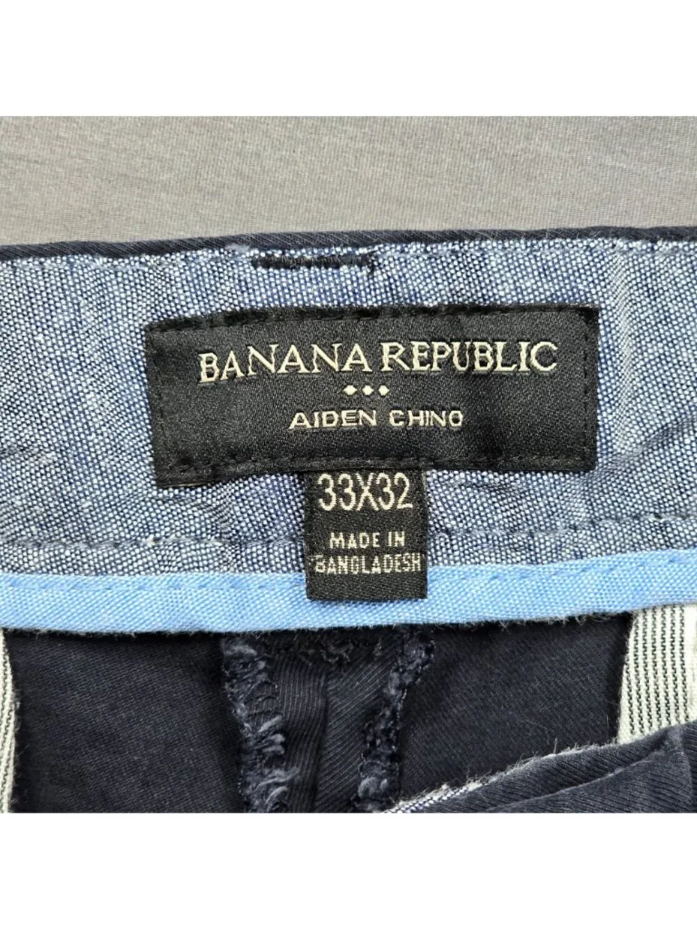 Banana Republic 33x32 Mens Aiden Chino Pants Navy Slim Fit Casual Cotton Blend